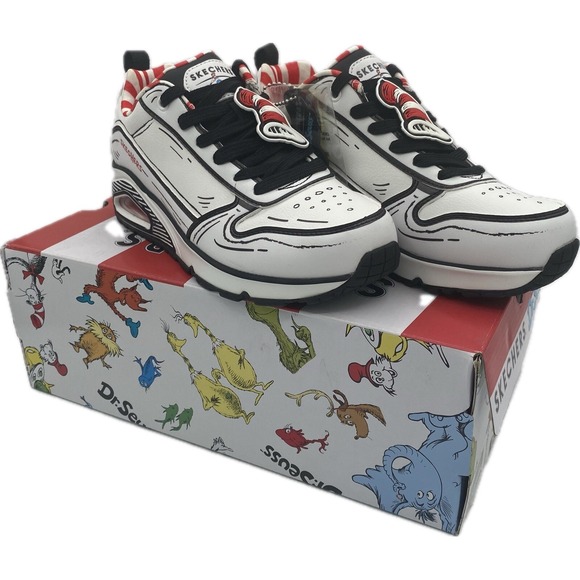 Skechers Uno-Tip Of His Hat Dr. Seuss White Black Size 6.5 Casual Shoes - Picture 1 of 12